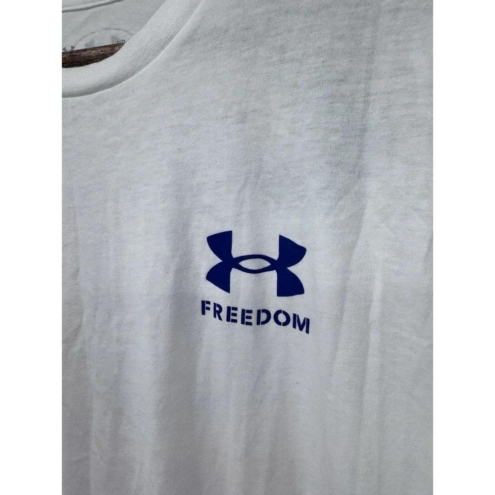 Under Armour Freedom T-Shirt M Americana White American Flag patriotic NWT